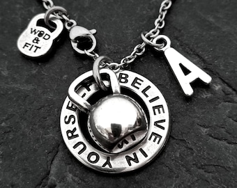 Gym Custom Necklace Kettlebell Fitness Gift · Workout gifts· Name Necklace ·Gym Gifts· Bodybuilding ·Personalized Gift·BFF Gifts · Wod & Fit