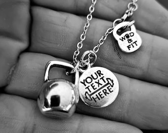 Custom Necklace Big Kettlebell Workout · Bff Gifts ·Personalized Gift · Gym necklace · Fitness Jewels · Crosstraining · Gym Gifts·Wod & Fit
