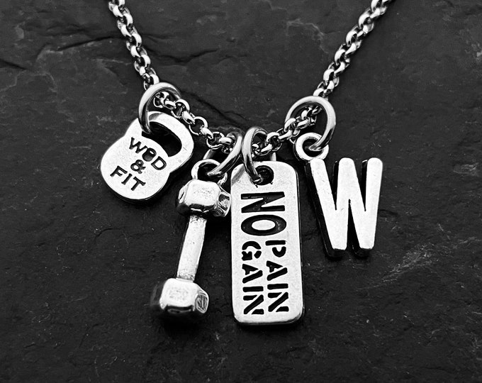 Custom Necklace Tully Workout Dumbbell Motivation  ·Personalized Gift ·Gym Necklace · Name Gift · Pendant Necklace· Dad Gift · GYMWod & Fit
