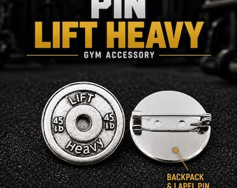 Lift Heavy Weight Plate Lapel Pin, Gym Gift for Lifter, Athlete, Bodybuilder, Powerlifter, Coach or Strength Training and Fitness Lover
