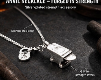Anvil Necklace, Strength Gift for Men or Women, Forged in the Fire Pendant with Stainless Steel Chain, Gift for Dad · Wod & Fit
