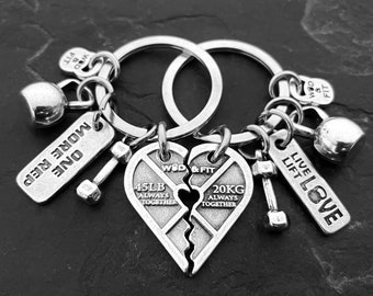Couples Gym Keychain HEART Weight Plate Always Together · Fitness gifts · Gym Gifts · Weight Lifter · Bodybuilding · Couples gift· Wod & Fit