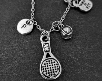 Necklace Padel Tennis Ball and Initial · Gift for Padel Lovers - Paddel Tennis gift - Gift for Paddel - Gift for Paddel Player - Wod & Fit