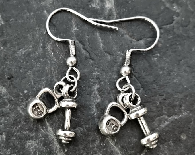 GYM EARRINGS SMALL Two Weights · Girl Earrings · Girlfriend gift · bff gifts · Mom Gift · Fitness Gift · Gym Gifts · Sister Gifts· Wod & Fit