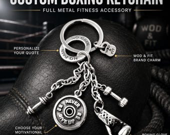 Custom boxing ring keyring for fighters, motivational sport gift for boxer, coach, athlete, trainer or strong workout friend · Wod & Fit