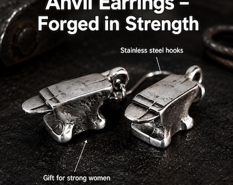 Anvil Earrings, Strength Gift for Women, Forged in the Fire Earrings with Stainless Steel Hooks, Gift for Mom or Girlfriend · Wod & Fit