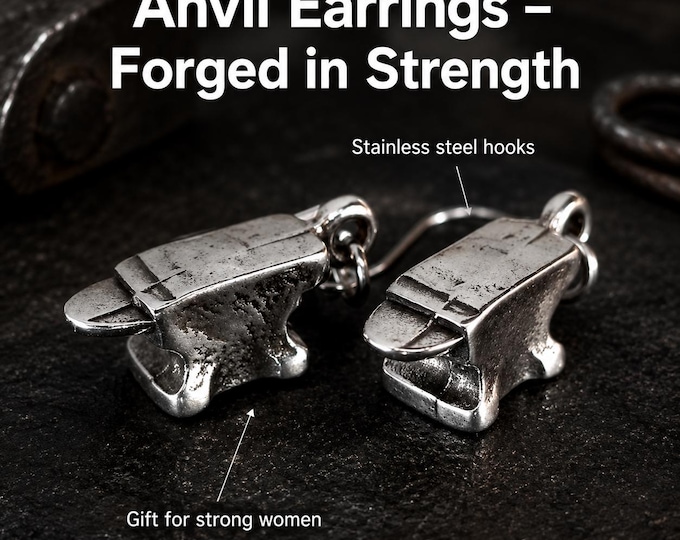 Anvil Earrings, Strength Gift for Women, Forged in the Fire Earrings with Stainless Steel Hooks, Gift for Mom or Girlfriend · Wod & Fit