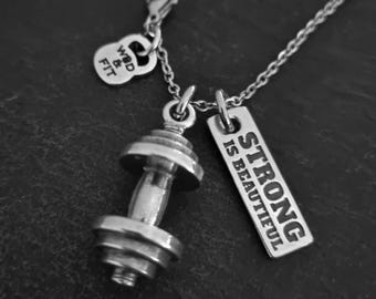 Gym Barbell Custom Necklace · Personalized gift · Fitness · Weight lifting· Bodybuilding · Gym rat gift · Bff gIfts · Name Gift · Wod & Fit