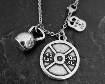 Gym Necklace Kettlebell Weight · Fitness Gift · custom necklace · Gym Gift · Gift for Coach · Boyfriend Gift · Birthday Gift · Wod & Fit