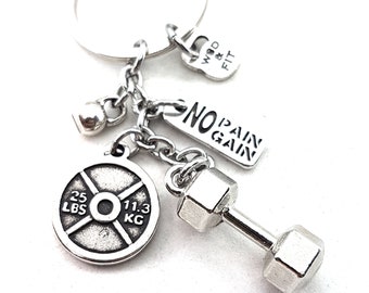 Gym Personalized Keychain Dumbbell Nick Workout · Custom Gift · Boyfriend Gift · Bff Gifts · Coach Gifts · Weight loss · Fitness · Wod & Fit