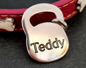 Custom Kettlebell Pet Tag - Fitness Dog ID - Unique Dog Lover Gift - Personalized Metal Tag · Gym-Inspired Pet Accessory · Pet Tag Wod & Fit