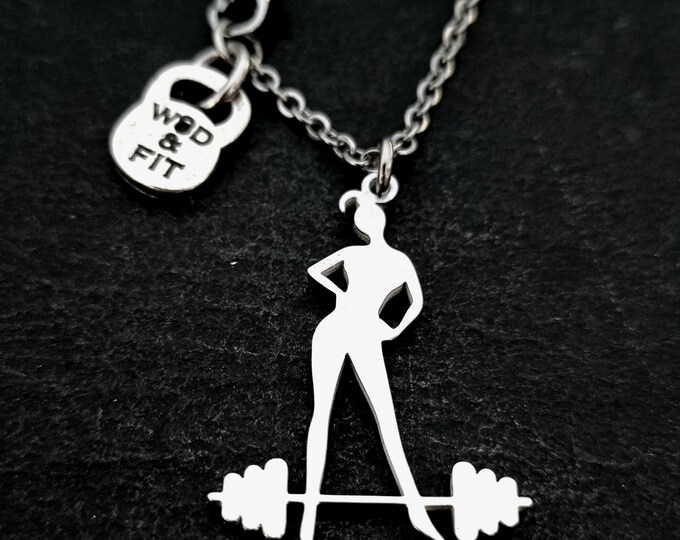Fitness Girl Necklace Motivation Custom Gifts · Bodybuilding Gift · Weight Lifting - Fitness Jewels · Coach Gift· Girlfriend gift ·Wod & Fit