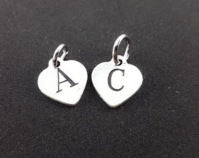 Custom Heart Charm Initial letter - Custom name - Custom Tag - Heart Custom Tag - Name tags - personalized name - NHame Gift -Wod & Fit Gift