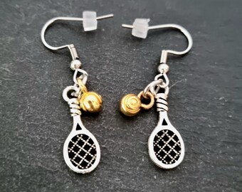 Tennis Paddle Earrings with Ball - Tennis Gift for Padel Lover - Tennis gift - Tennis Lover - Paddel gift - Woman Earrings - Wod & Fit