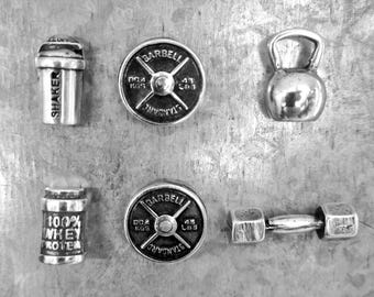 SET 3 Gym Magnets Dumbbell Barbell Standard Weigth Plate - Whey Protein · Whiteboard magnet · Gym Gift · Mom Gift · Fridge magnet -Wod & Fit