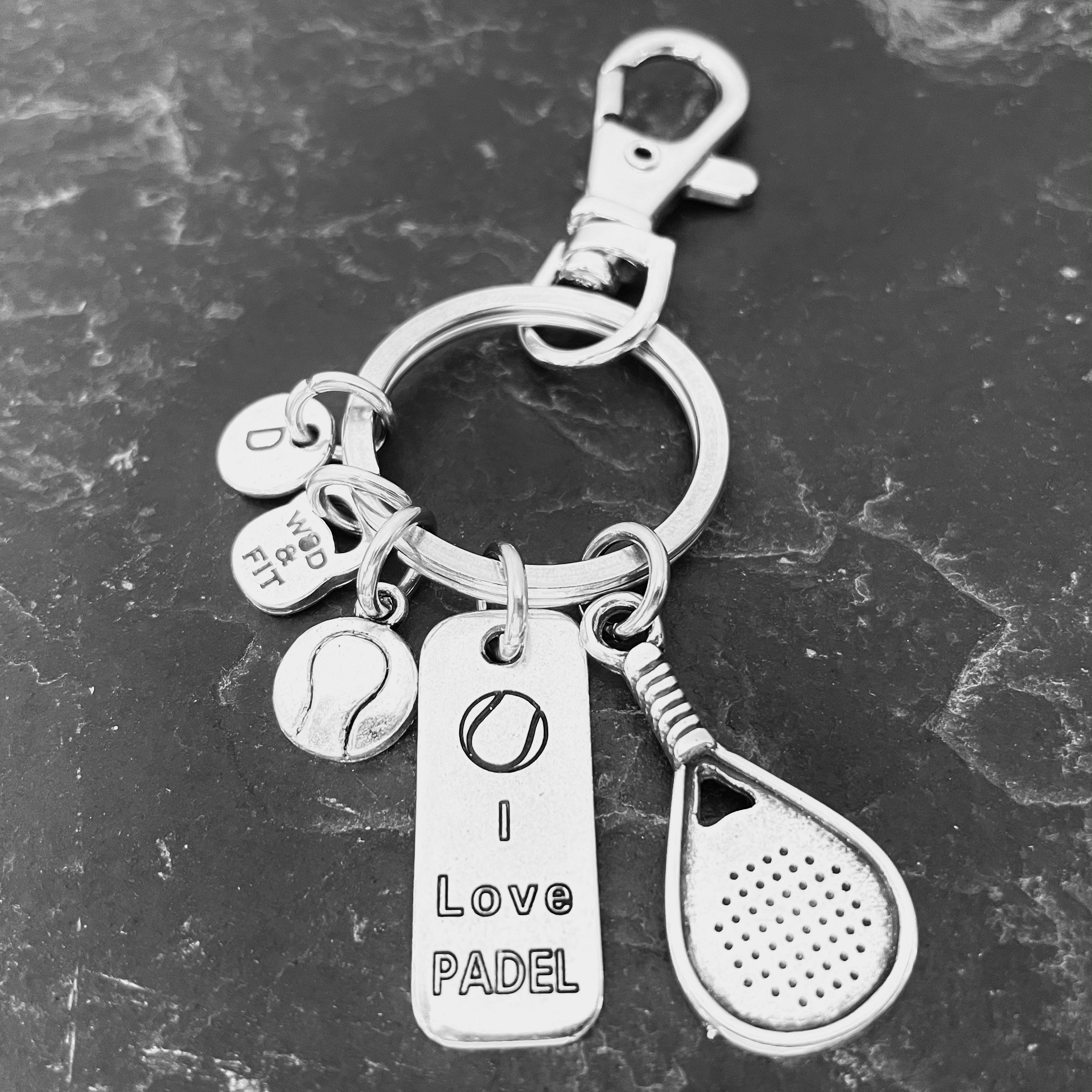 Llavero Pádel Pala - Motivación Personalizable y Initial -Entrenador Pádel-  Pádel JOYAS - Llavero Pádel - Regalo Pádel - Pala Pádel - Tennis