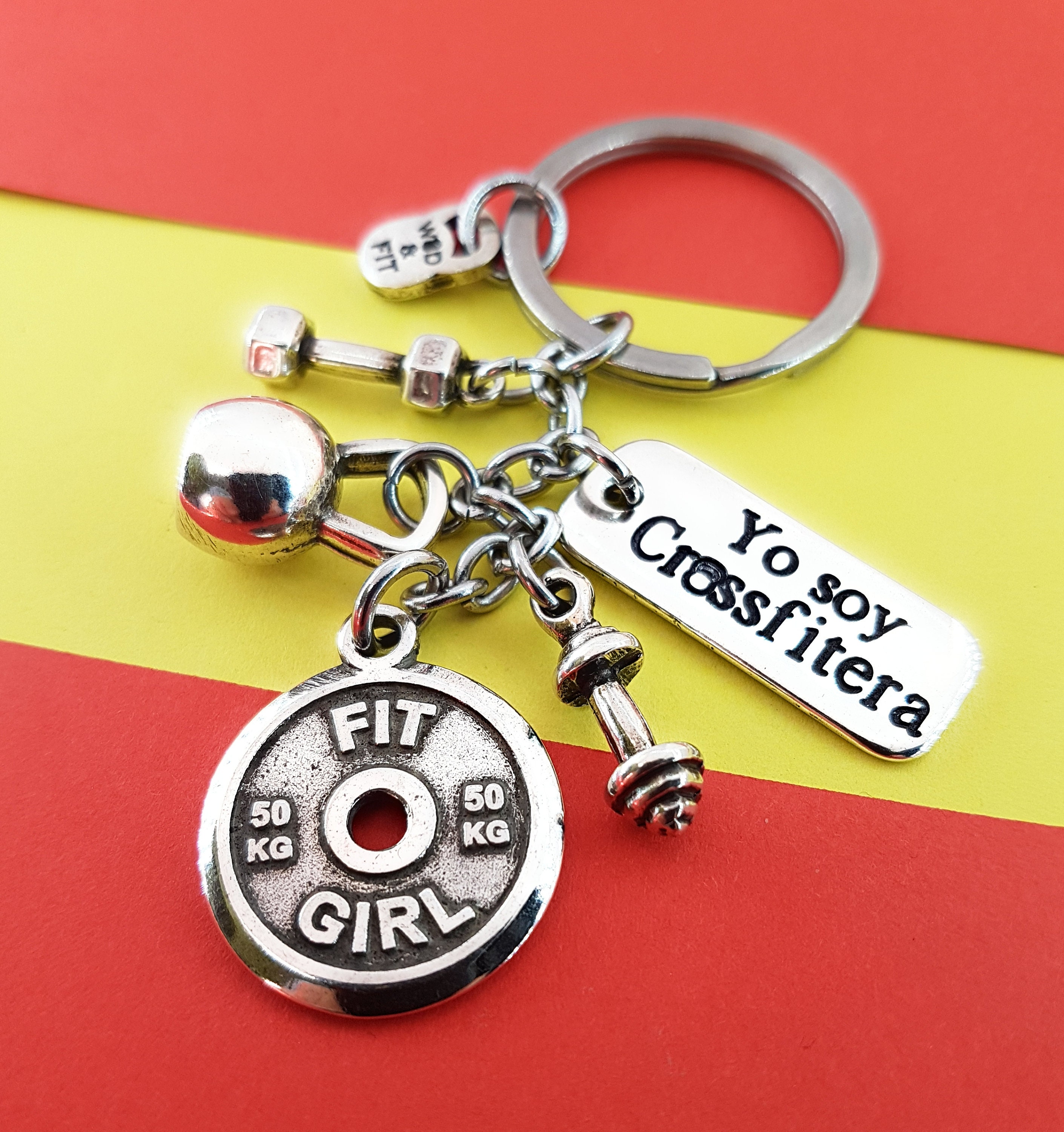 Custom Gym Keychain Spanish Motivational Word Name Gift Etsy