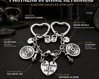 Gym partners in crime keychains for best friends, BFF fitness gift for gym girls, fit girls or workout partners Wod & Fit