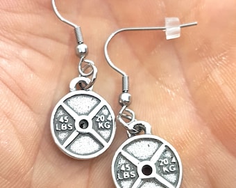 Gym Earrings Weight Plate 45lbs · Gym Gifts - Bodybuilding  · Fitness Gifts · Crossfit Gift · Weight lifter · girl power · Womans ·Wod & Fit
