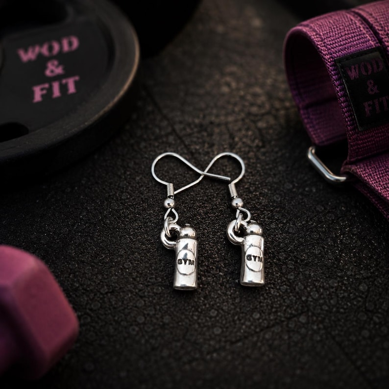 Örhängen för kvinnor med gympower, motivationsgåva för vältränad tjej, gymtjej, atlet, tränare eller sportig vän Wod & Fit Gym Water