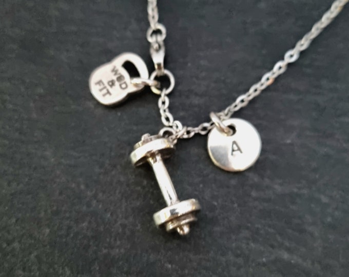 Gym Necklace Barbell Initial Thruster Workout · Fitness Gifts · Motivation Gift · Gym Gifts· Bodybuilding · Fitness Jewelry · Wod & Fit