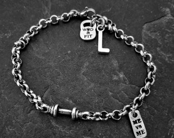 GYM Bracelet Barbell Tabata Workout · Bff Gifts · Boyfriend Gift · Girlfriend gift · Name Tag · Fitness Bracelet · Mom Gift ·   Wod & Fit