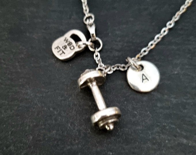 Gym Necklace Barbell Initial Thruster Workout · Fitness Gifts · Motivation Gift · Gym Gifts· Bodybuilding · Fitness Jewelry · Wod & Fit