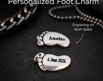 Foot Custom Charms - Metal Foot for Bracelet - Pendent Foot - Grandma Gift- Baby Personalized Charm- Baby Name - Baby Shower Gift- Foot Gift