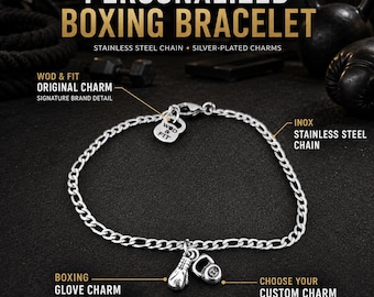 Boxing Glove Bracelet, Fighter Gift, Boxing Jewelry, Motivation Bracelet for Boxer and Coach Wod & Fit