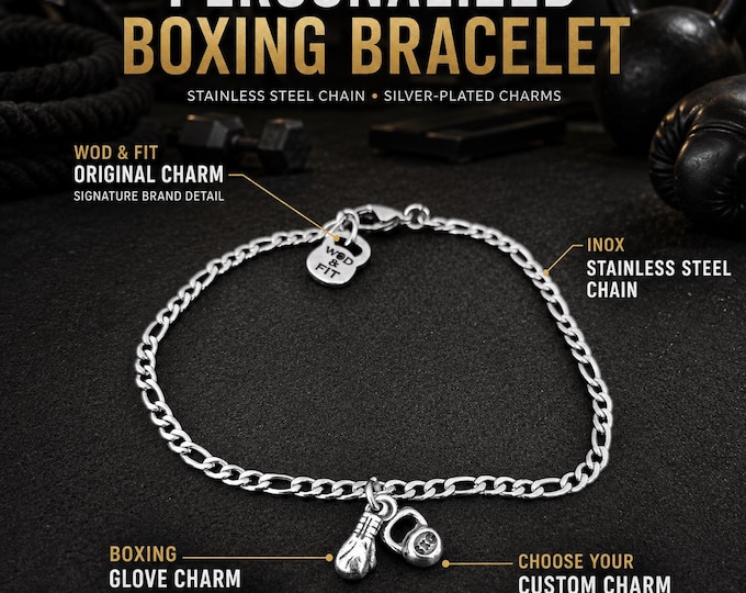 Boxing Glove Bracelet, Fighter Gift, Boxing Jewelry, Motivation Bracelet for Boxer and Coach Wod & Fit