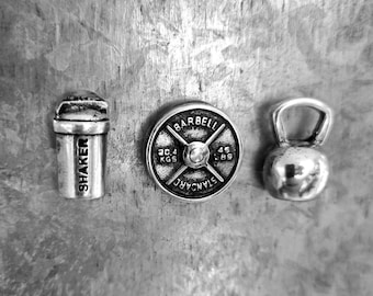 SET 3 Gym Magnets Dumbbell Barbell Standard Weigth Plate - Whey Protein · Whiteboard magnet · Gym Gift · Mom Gift · Fridge magnet -Wod & Fit