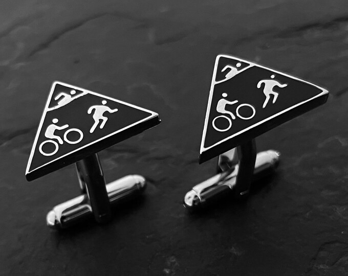 Triathlon Cufflinks · Swim · Bike · Run · Ironman · Olympic Games · Sport Gift · Coach Gift · Triathlon gifts · Strong Man · Wod & Fit