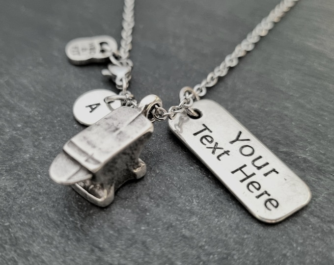 Anvil Necklace Custom Motivation Initial · Anvil Pendant · Forged in the Fire · GYM Gift· BoyFriend Gift· Name Necklace · Fitness ·Wod & Fit