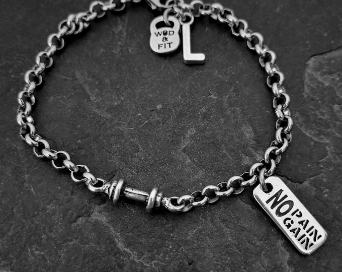 GYM Bracelet Barbell Tabata Workout · Bff Gifts · Boyfriend Gift · Girlfriend gift · Name Tag · Fitness Bracelet · Mom Gift ·   Wod & Fit