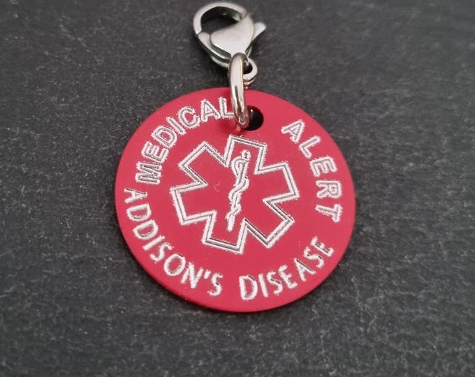 Medical Alert Tag Custom Engraved Aluminum Round 25mm NO LASER - Medical Alert Keychain - Diabetes - Allergy - Medical Condition ICE