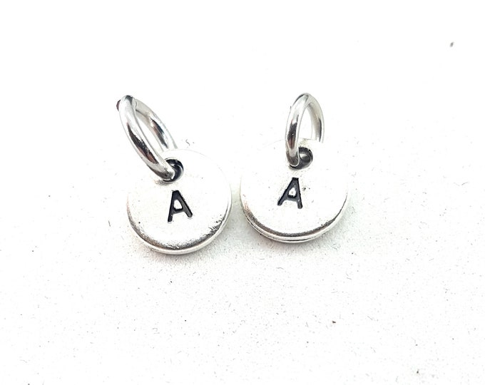 Initial letter charms Circular - Round letter charm - Initial Charm - letter Pendant - Initials - initial tag - metal initial -Add on charm