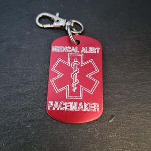 Medical Alert Keycahin Personalized Engraved Aluminum 50x30 - Medical ID Tag, Emergency Med Alert Keychain ICE Medical Information Tag image 4