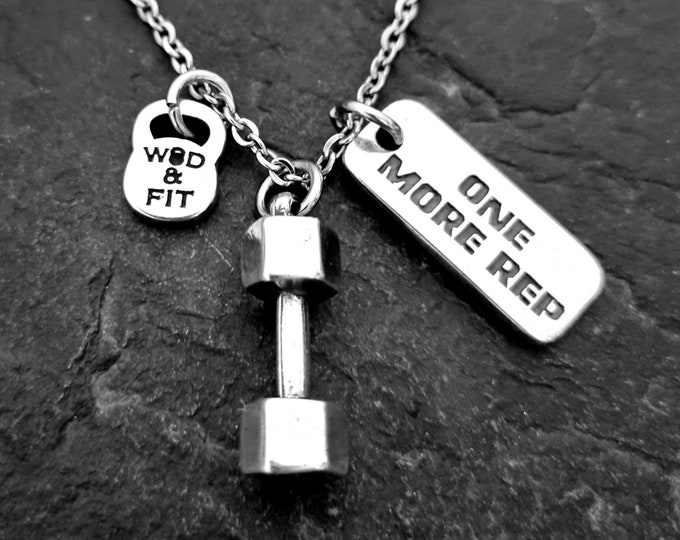 Gym Personalized Necklace Dumbbell · Motivation Gifts · Boyfriend Necklace · Gift for men · Dad gift · Coach Gift · Men Necklace · Wod & Fit