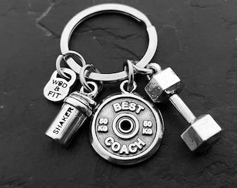 Gym Keyring Dumbbell Shaker Protein - Weight Plate - Workout Gifts- Motivation Gift - Weight Lifting - Gym Gifts - Fitness Gift - Wod & Fit