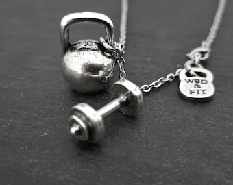 Gym Necklace Barbell Kettlebell Thruster Workout · Fitness Gifts · Boyfriend Gift · Gym Gifts · Bodybuilding · Girlfriend Gift · Wod & Fit