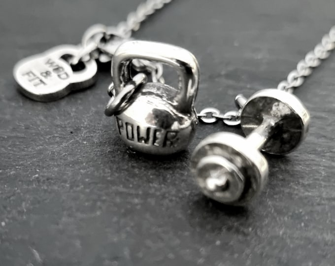 Gym Necklace Barbell Kettlebell Thruster Workout · Fitness Gifts · Boyfriend Gift · Gym Gifts · Bodybuilding · Girlfriend Gift · Wod & Fit