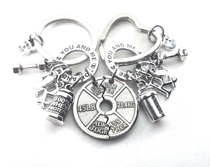 Couple Gift Gym Keichains You and Me Weight Plate Always Together · Anniversary Gift · engagement gift · Boyfriend Gift ·Wife Gift·Wod & Fit