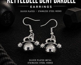 Kettlebell Barbell Earrings for Women, Fitness Gift for Her, Gym Earrings, Weightlifting Jewelry for Girlfriend, Mom or Gym Girl · Wod & Fit