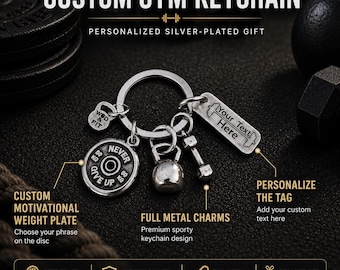 Custom Keychain GYM Kettlebell Swings Workout ·  Fitness - Bodybuilding - Gym Motivation - Personal Trainer Gift- GYM Gifts -Sport·Wod & Fit