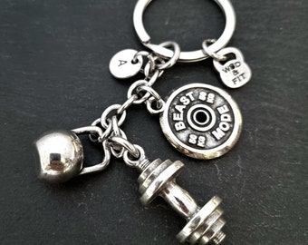 Gym Keychain BIG Barbell Kettlebell Workout Gift · Fitness gifts · Weight Lifting · Boyfriend Gift · Coach Gift · bff Gift · GYM · Wod & Fit