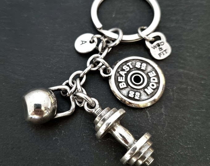 Gym Keychain BIG Barbell Kettlebell Workout Gift · Fitness gifts · Weight Lifting · Boyfriend Gift · Coach Gift · bff Gift · GYM · Wod & Fit