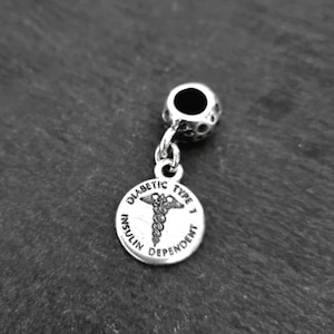 Personalized Medical Alert ID Charm - Charm Medical id bracelet - Medical Alert Bracelet · Allergy - Nut Allergy- Type 1 Diabetes· EPI PEN