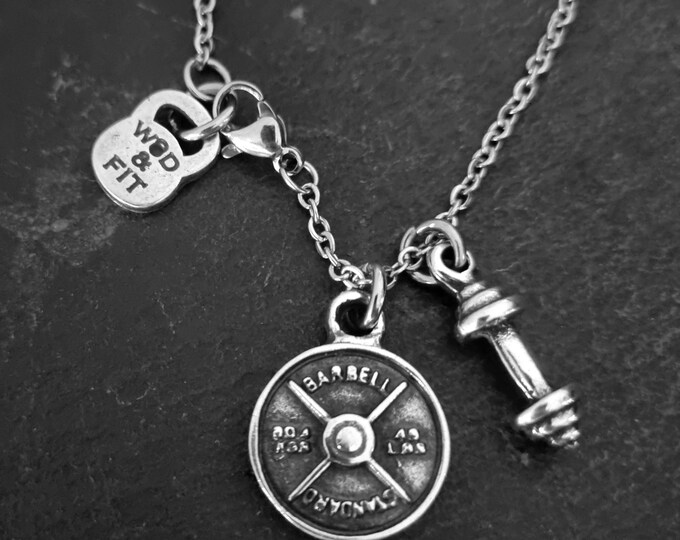 Gym Necklace Weight Plate 45lbs Barbell Standard With Weight · Gym Gifts · weight lifting · Bodybuilding Necklace · Gym Gift · Wod & Fit