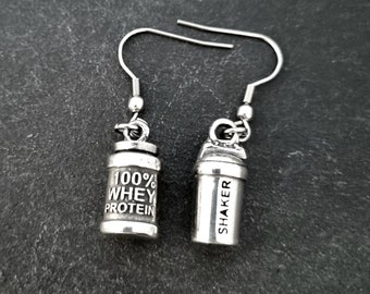 Gym Earrings 100% Whey Protein Shaker · Bodybuilding Earrings · Bff Gifts · Girlfriend Gift · Mom Gift · Coach Gift · Wife Gift · Wod & Fit