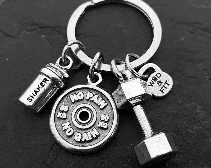 Gym Keyring Dumbbell Shaker Protein - Weight Plate - Workout Gifts- Motivation Gift - Weight Lifting - Gym Gifts - Fitness Gift - Wod & Fit